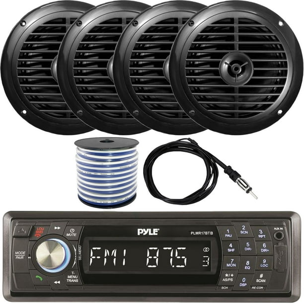 Bluetooth Marine radio AM/FM Stereo waterproof  headunit 4” car Speaker antenna